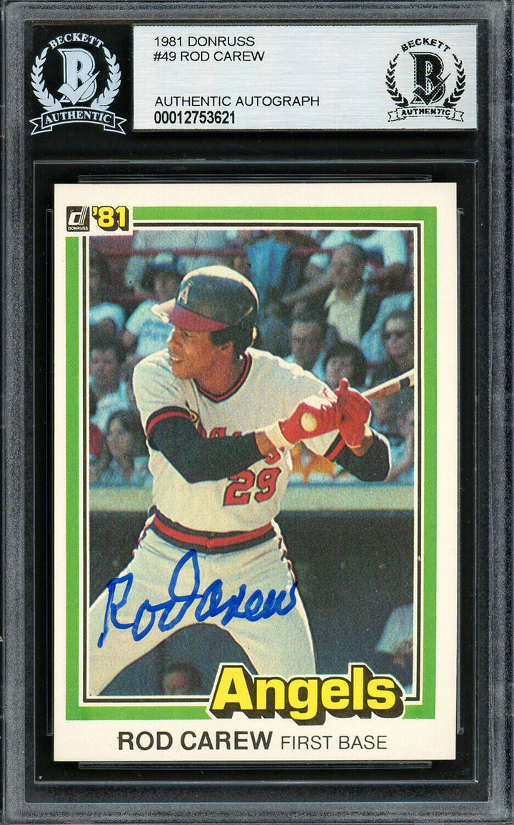 ROD CAREW AUTOGRAPHED SIGNED 1981 DONRUSS CARD #49 ANGELS BECKETT 193228 Image 2