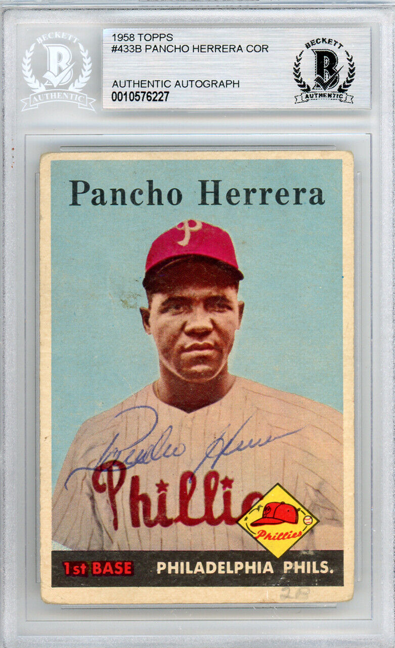 Frank "Pancho" Herrera Autographed 1958 Topps Rookie Card Beckett 10576227 Image 3