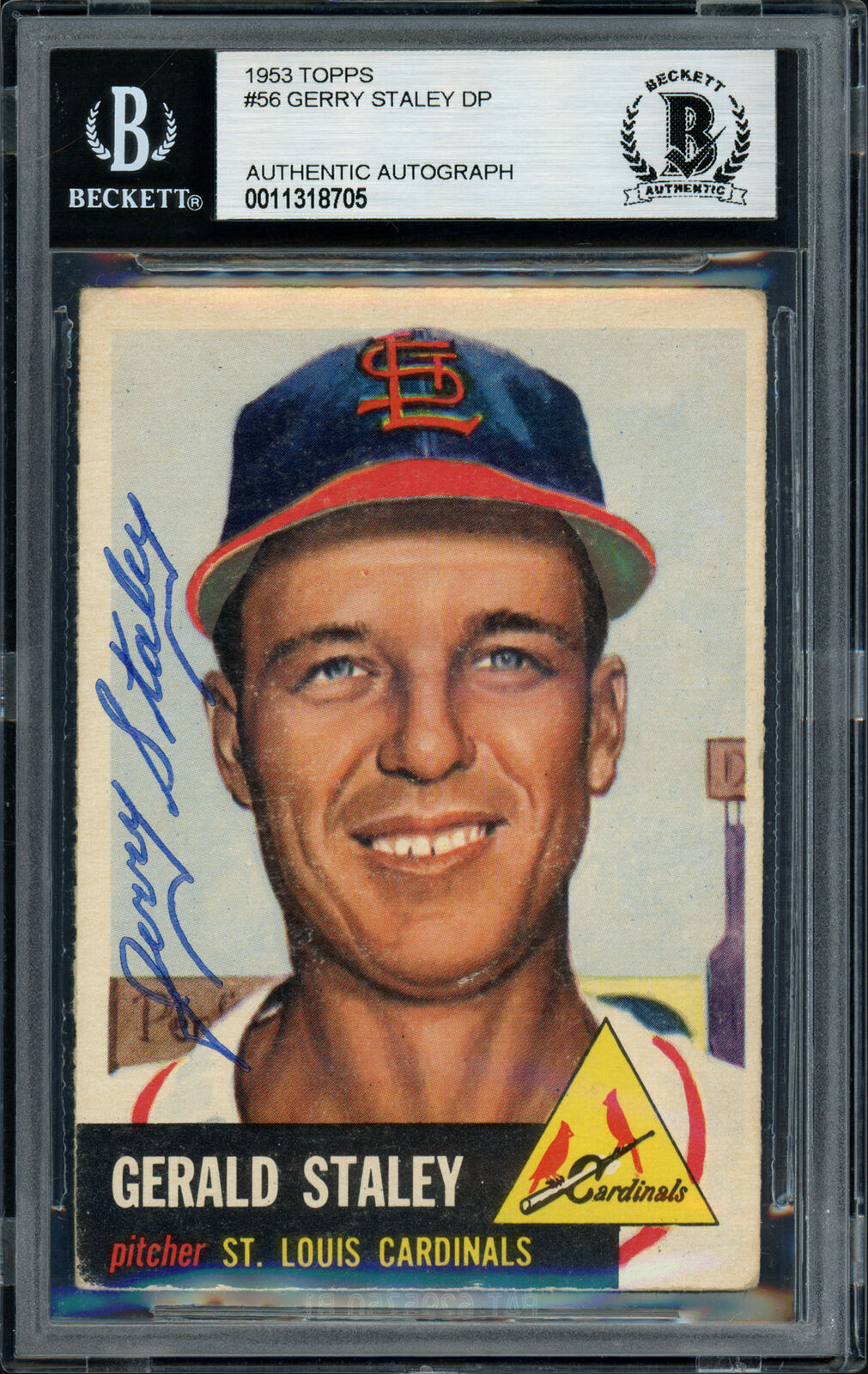 Gerry Staley Autographed Signed 1953 Topps Card #56 Cardinals Beckett 11318705 Image 2