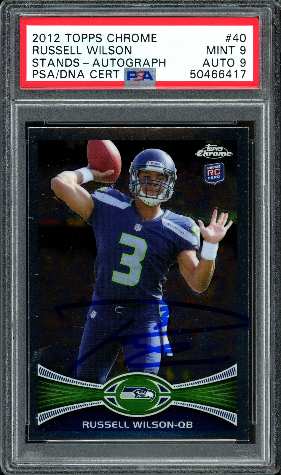 Russell Wilson Autographed Signed 2012 Topps Chrome RC PSA 9 Auto 9 50466417 Image 2