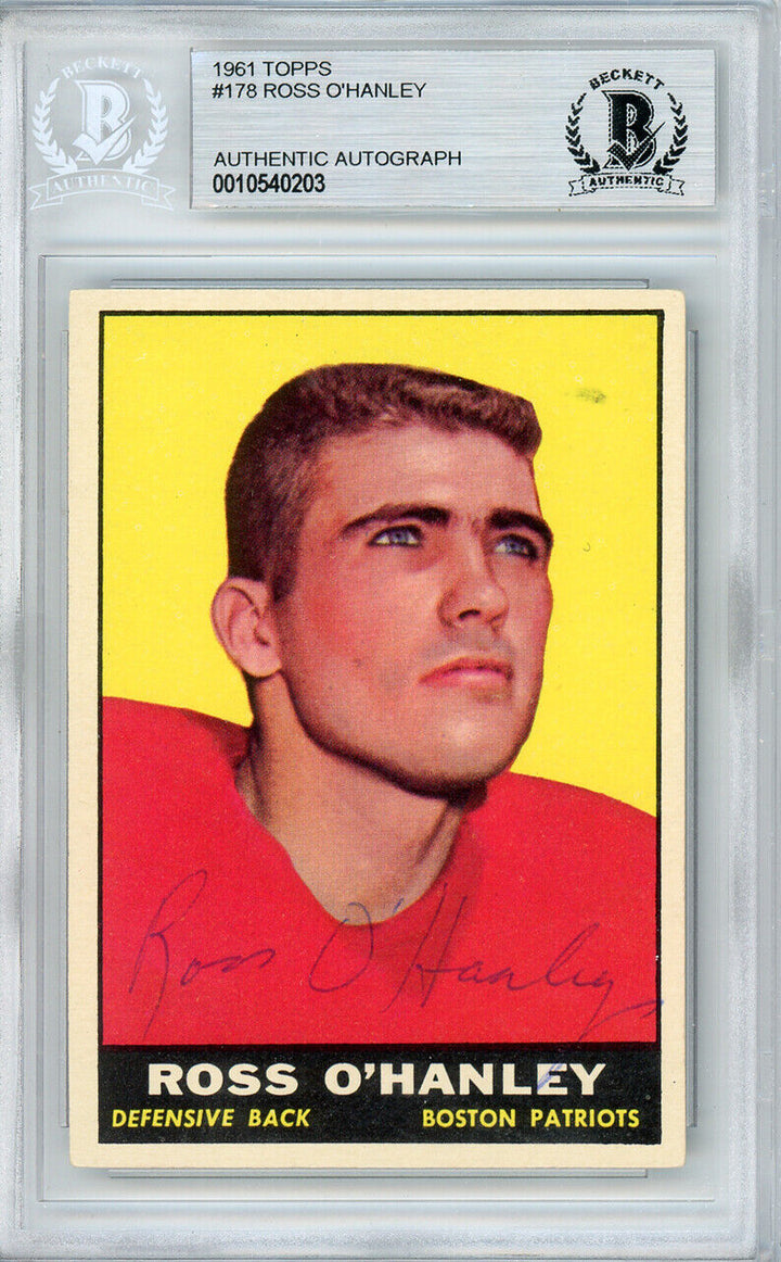 Ross O'Hanley Autographed 1961 Topps Card #178 Boston Patriots Beckett 10540203 Image 2