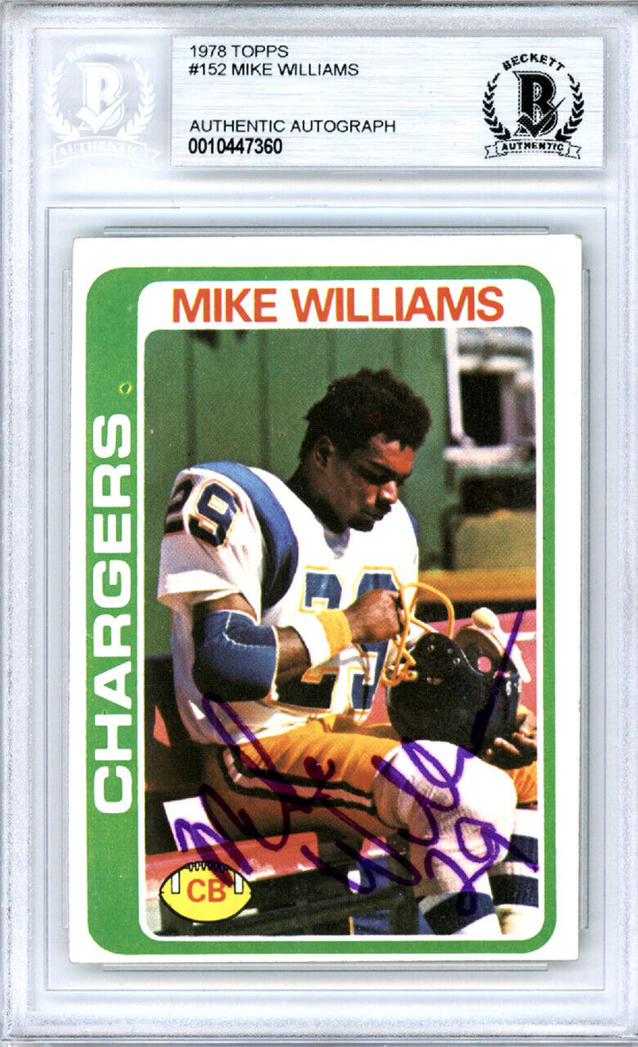 Mike Williams Autographed Signed 1978 Topps Card #152 Chargers Beckett 10447360 Image 3