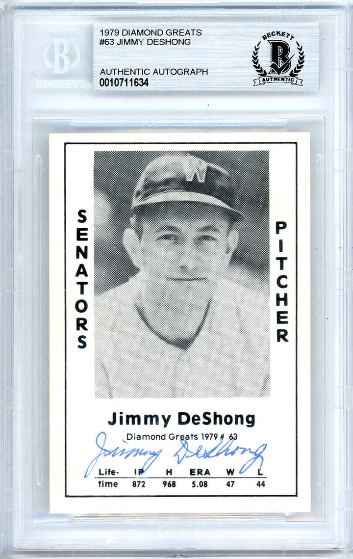 Jimmie Deshong Autographed Signed Auto 1979 Diamond Greats Card Beckett 10711634 Image 3