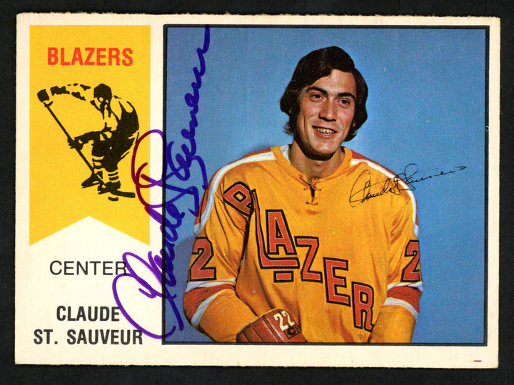 Claude St. Sauveur Autographed 1974-75 WHA OPC Card Vancouver Blazers 151920 Image 2