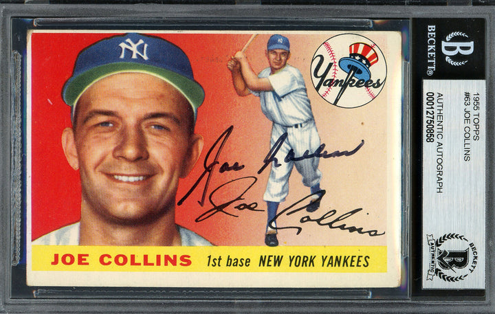 Joe Collins Autographed Signed 1955 Topps Card #63 Yankees Beckett 12750858 Image 3