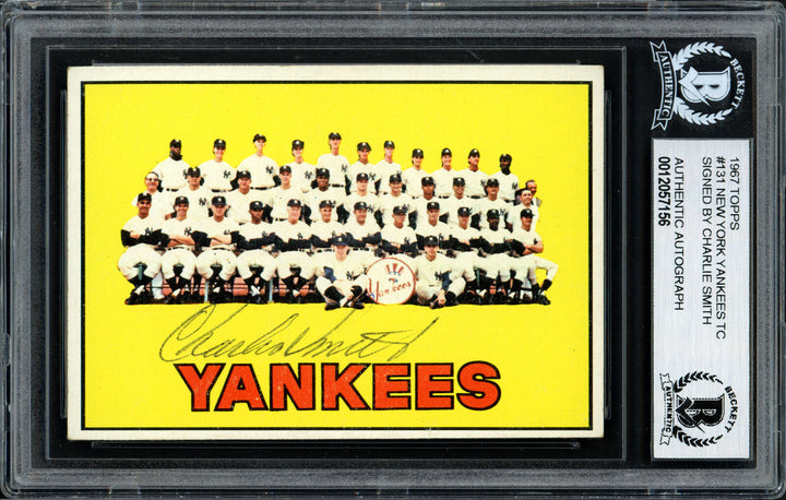 Charlie Smith Autographed Auto 1967 Topps Team Card 131 Yankees Beckett 12057156 Image 1