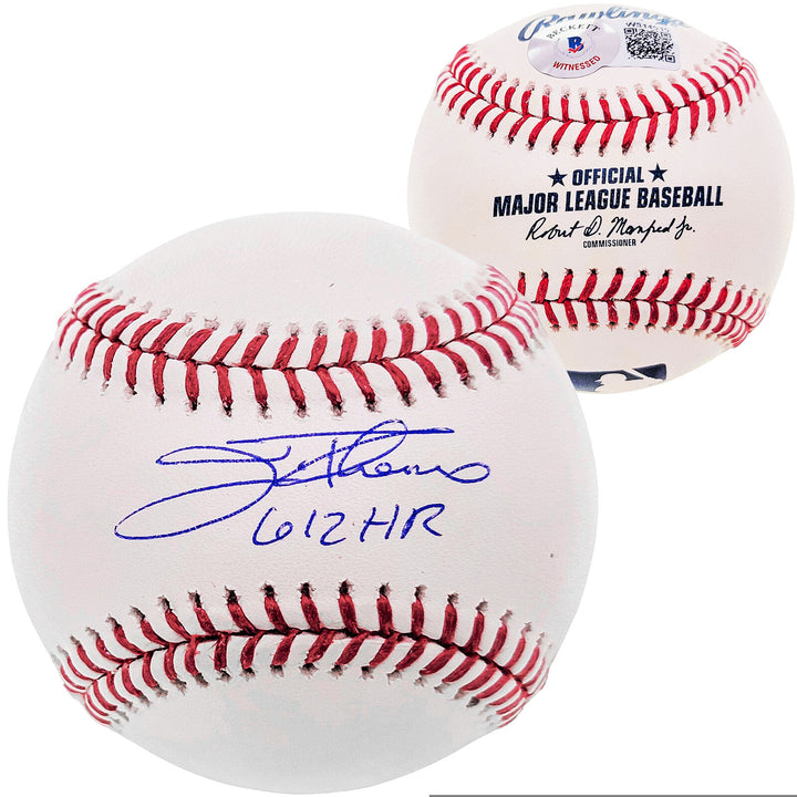 JIM THOME AUTOGRAPHED MLB BASEBALL INDIANS "612 HR" BECKETT WITNESS 207968 Image 2