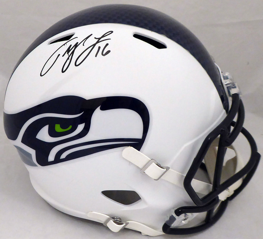 Tyler Lockett Autographed Seahawks White Full Size Speed Helmet (Smudge) 54452 Image 2