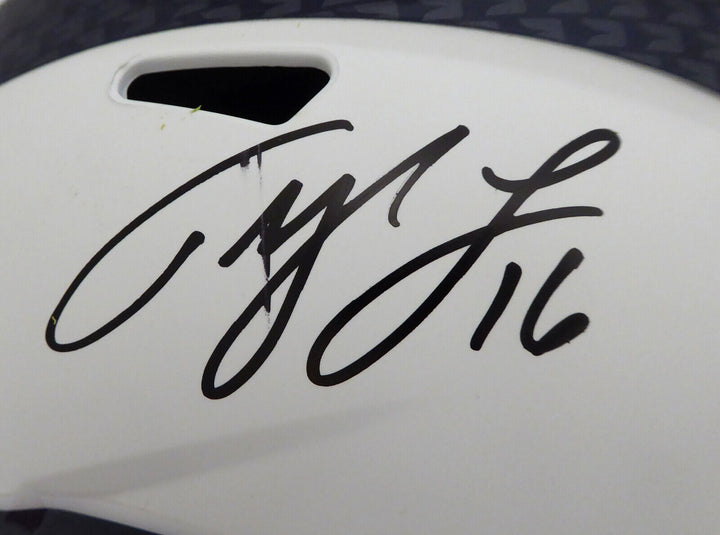 Tyler Lockett Autographed Seahawks White Full Size Speed Helmet (Smudge) 54452 Image 3