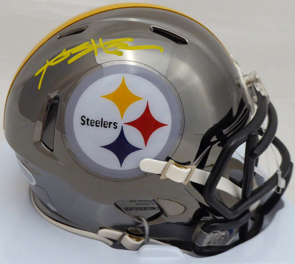 Antonio Brown Autographed Steelers Black Chrome Mini Helmet Smudged BAS #C28752 Image 1