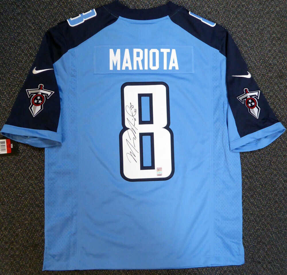 TITANS MARCUS MARIOTA AUTOGRAPHED BLUE NIKE TWILL JERSEY SIZE L MM HOLO 104812 Image 5