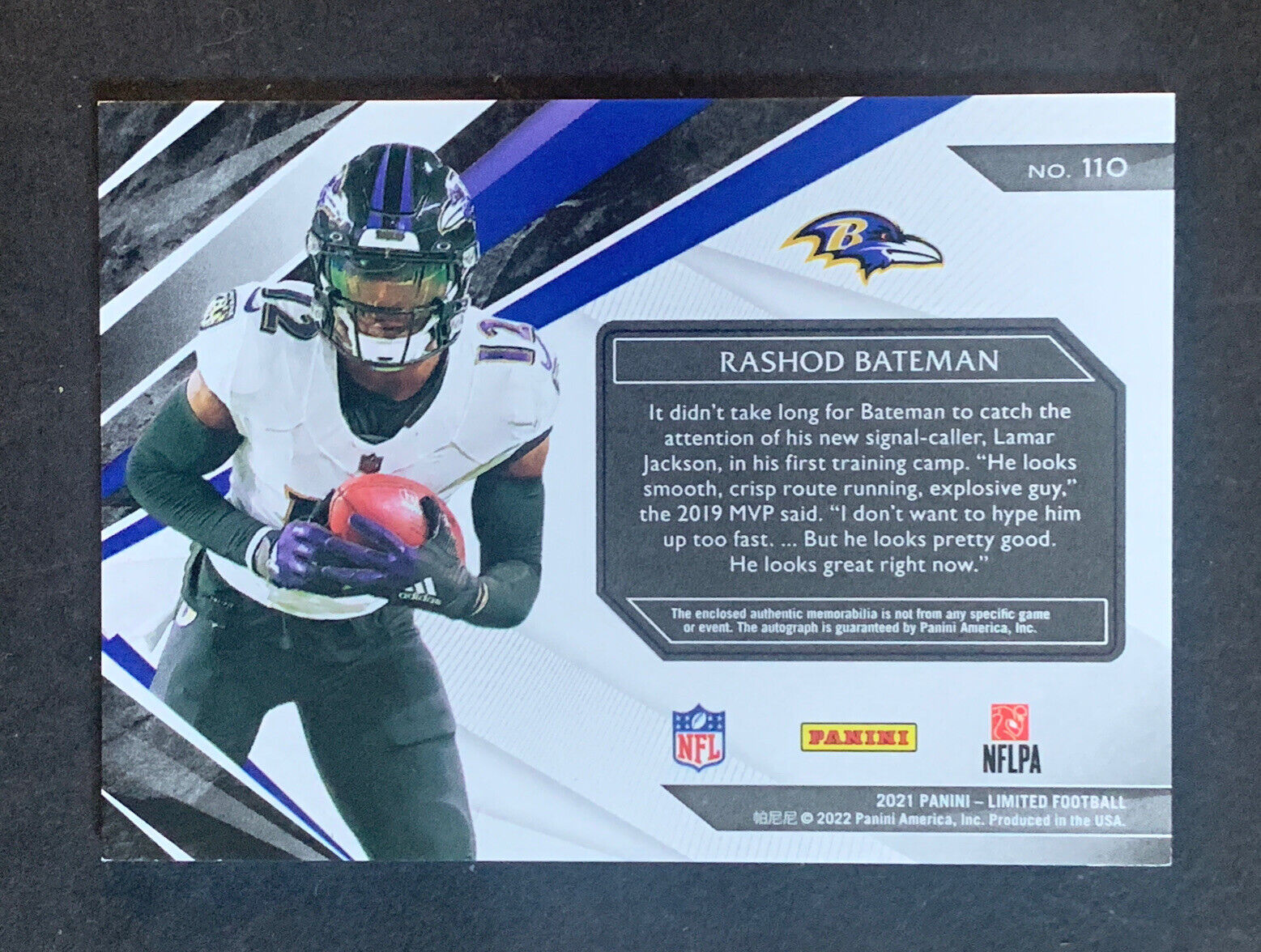 2021 Donruss White Hot Rookies Rashod Bateman RC WHR-RBA Baltimore