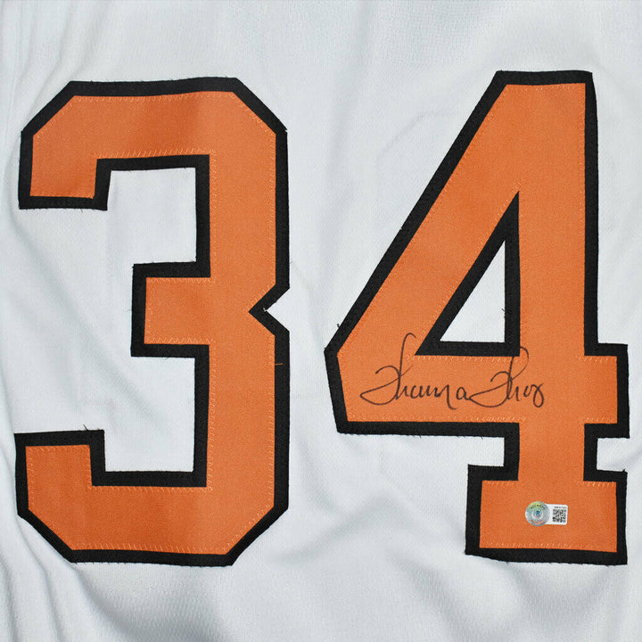 Thurman Thomas Signed Oklahoma State College White Football Jersey (Beckett) Image 2
