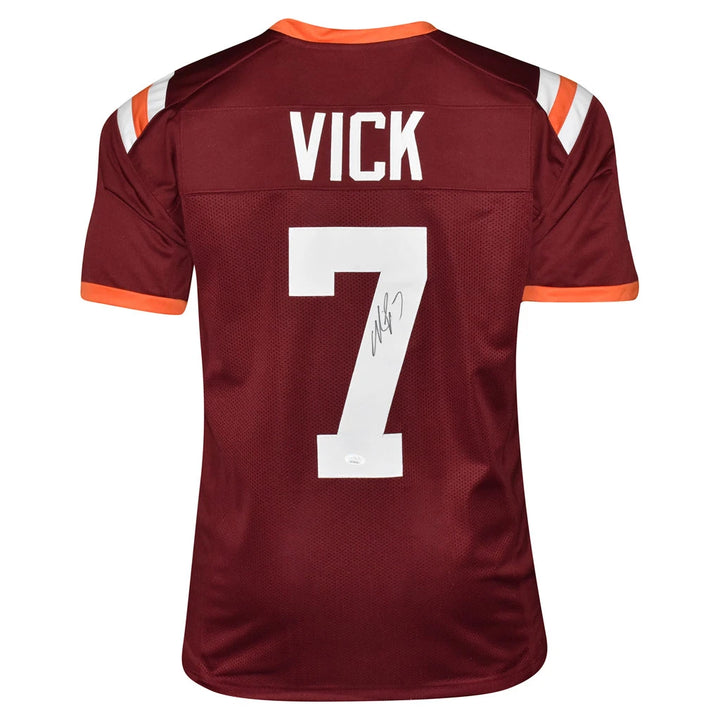 Michael Vick Signed Virginia Tech College Red Football Jersey (JSA) Image 3