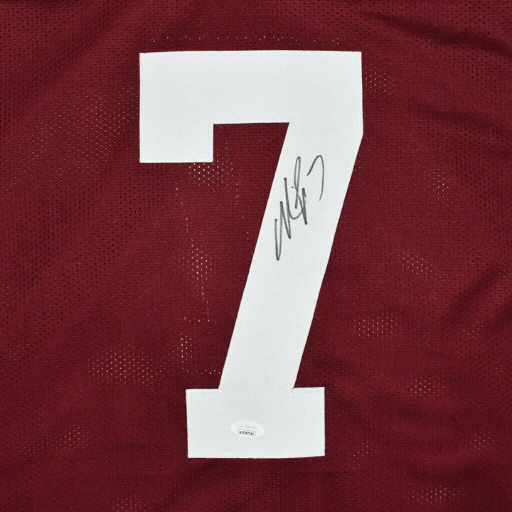 Michael Vick Signed Virginia Tech College Red Football Jersey (JSA) Image 4