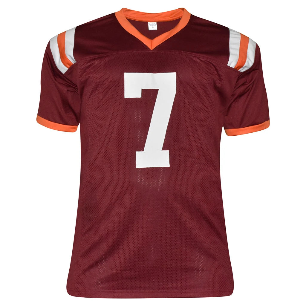 Michael Vick Signed Virginia Tech College Red Football Jersey (JSA) Image 5