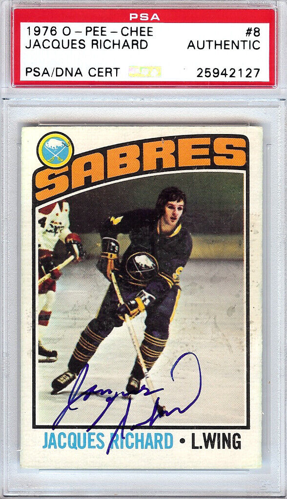 Jacques Richard Autographed 1976 O-Pee-Chee Card #8 Sabres PSA/DNA #25942127 Image 2