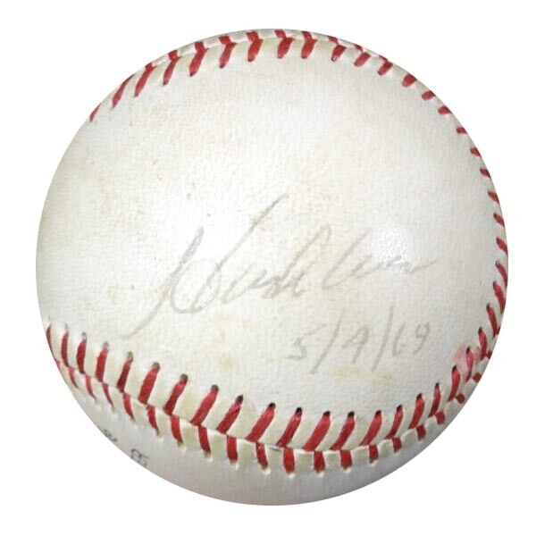 Hank Aaron Autographed Baseball Braves 5/9/69 Vintage Signature PSA/DNA #W05049 Image 1