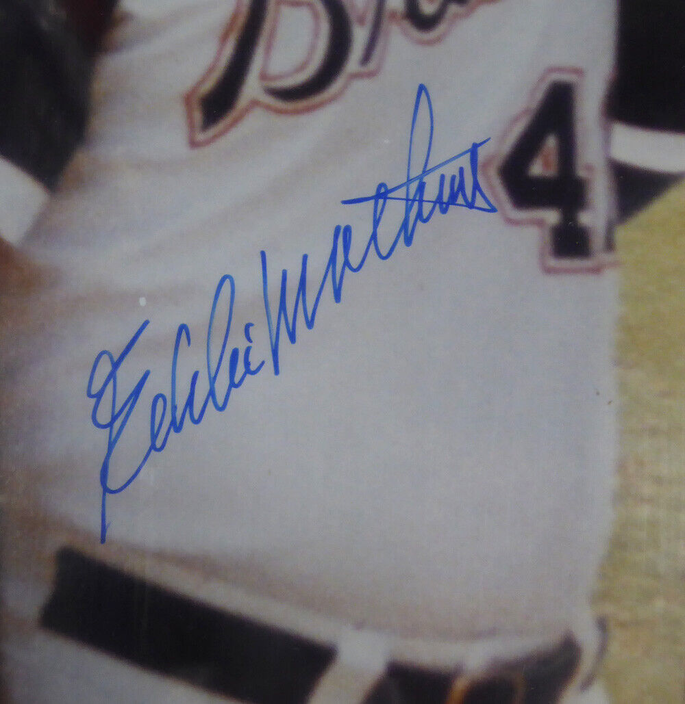Hank Aaron & Eddie Mathews Autographed Framed 16x20 Photo Braves PSA/DNA #X30528 Image 3