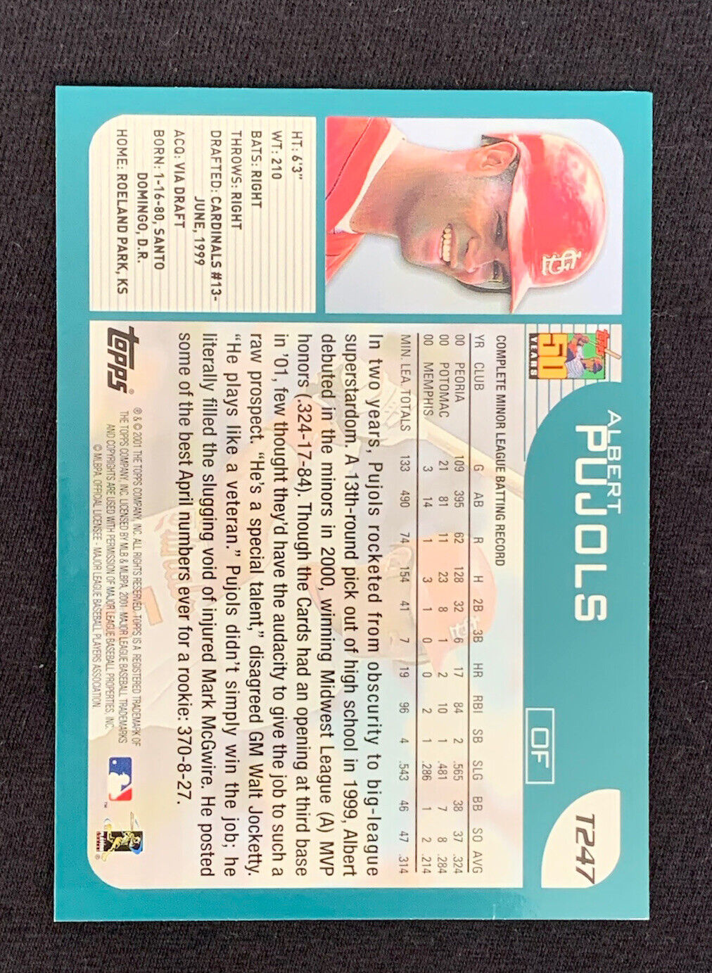 Sold at Auction: 2001 TOPPS TRADED ALBERT PUJOLS ROOKIE CARD (T)