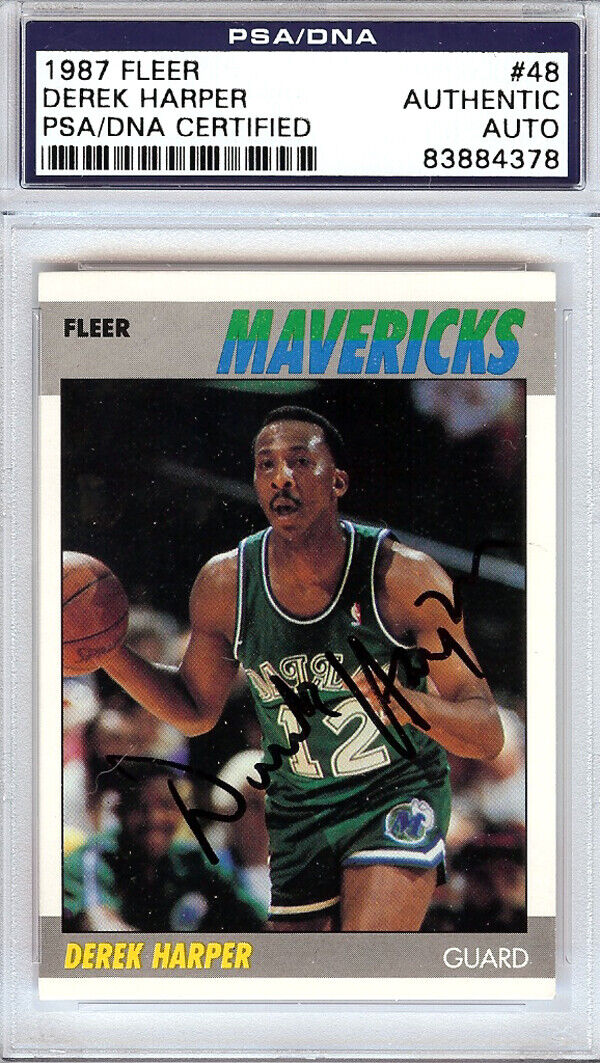 Derek Harper Autographed 1987 Fleer Card #48 Dallas Mavericks PSA/DNA #83884378 Image 1