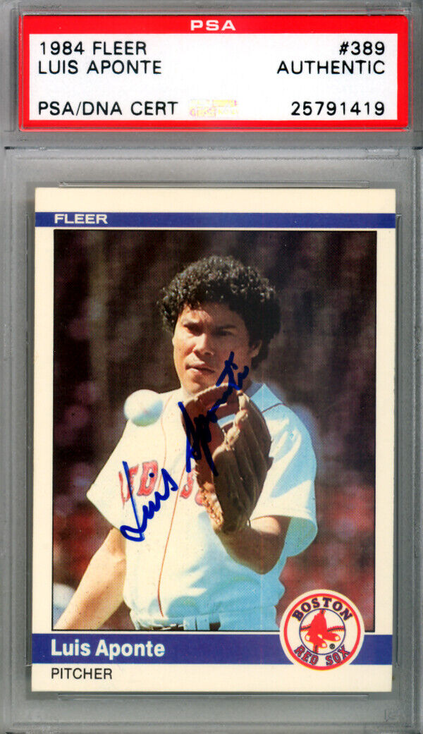 Luis Aponte Autographed 1984 Fleer Card #389 Boston Red Sox PSA/DNA #25791419 Image 1