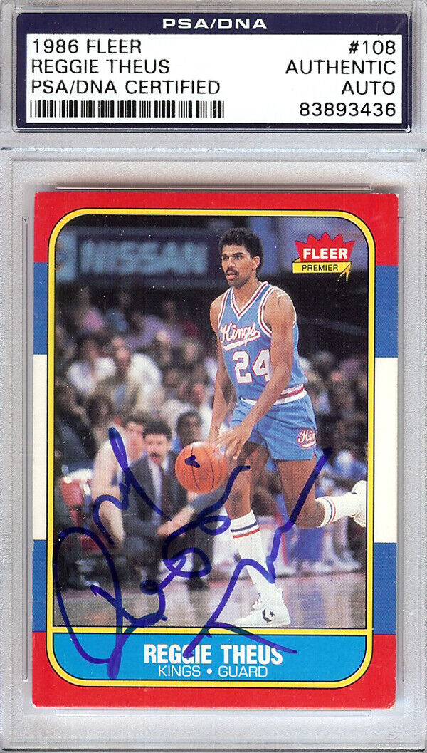 Reggie Theus Autographed 1986 Fleer Card #108 Sacramento Kings PSA/DNA #83893436 Image 1