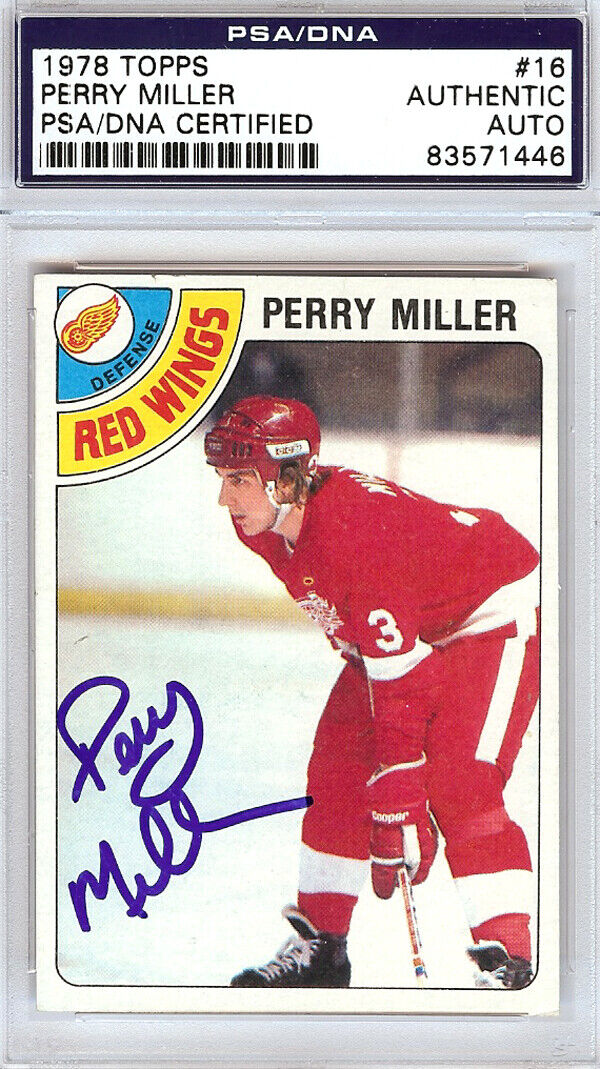 Perry Miller Autographed 1978 Topps Card #16 Detroit Red Wings PSA/DNA #83571446 Image 1