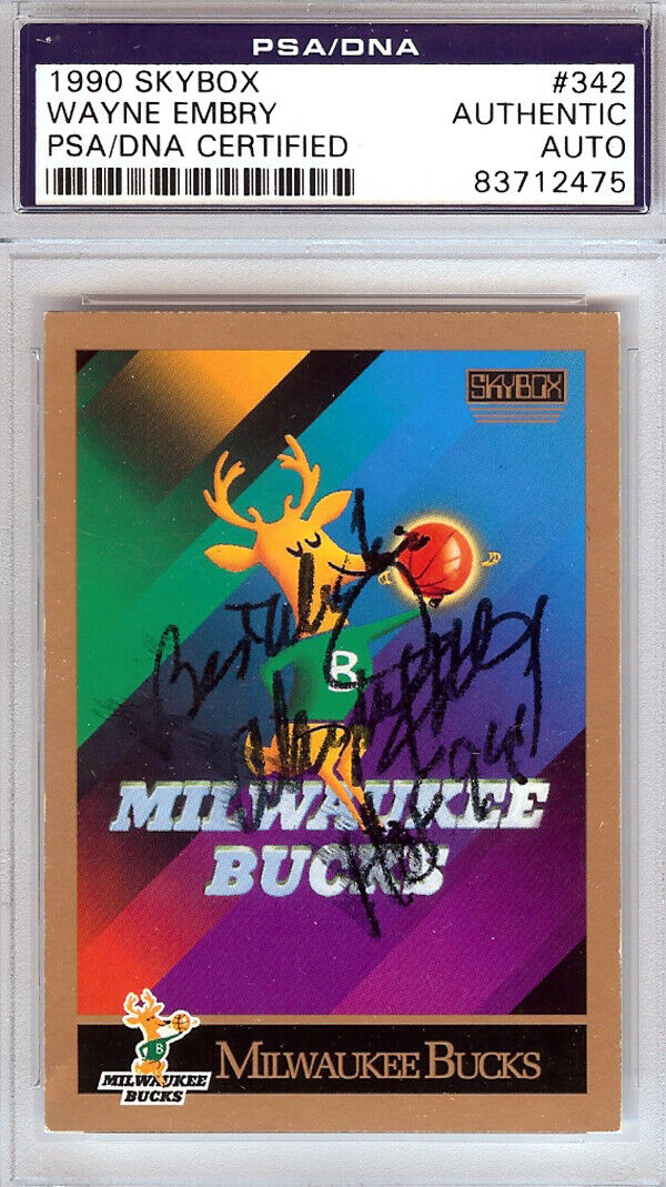 Wayne Embry Autographed 1990 Skybox Card #342 Milwaukee Bucks PSA/DNA #83712475 Image 1