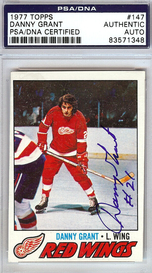 Danny Grant Autographed 1977 Topps Card #147 Detroit Red Wings PSA/DNA #83571348 Image 4