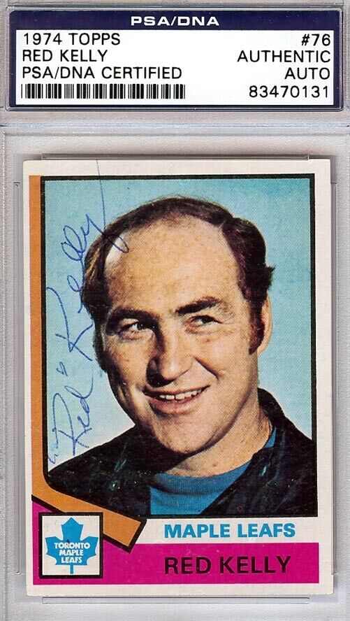 Red Kelly Autographed 1974 Topps Card #76 Toronto Maple Leafs PSA/DNA #83470131 Image 4