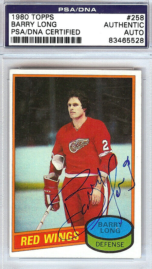 Barry Long Autographed 1980 Topps Card #258 Detroit Red Wings PSA/DNA #83465528 Image 4