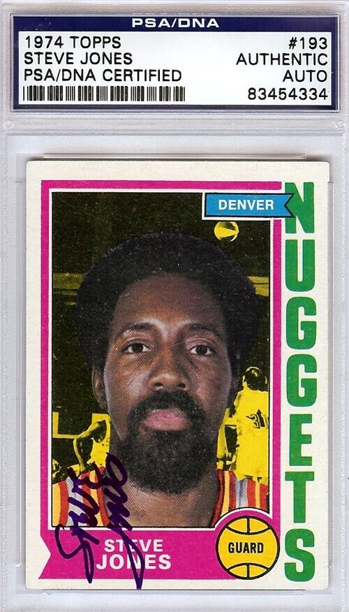 Steve Jones Autographed 1974 Topps Card #193 Denver Nuggets PSA/DNA #83454334 Image 1