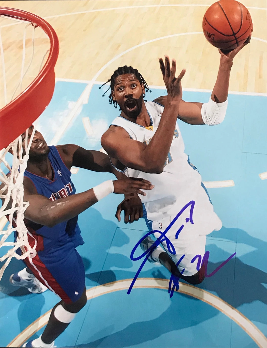 Nene Autographed / Signed Denver Nuggets Basketball 8x10 Photo Image 1