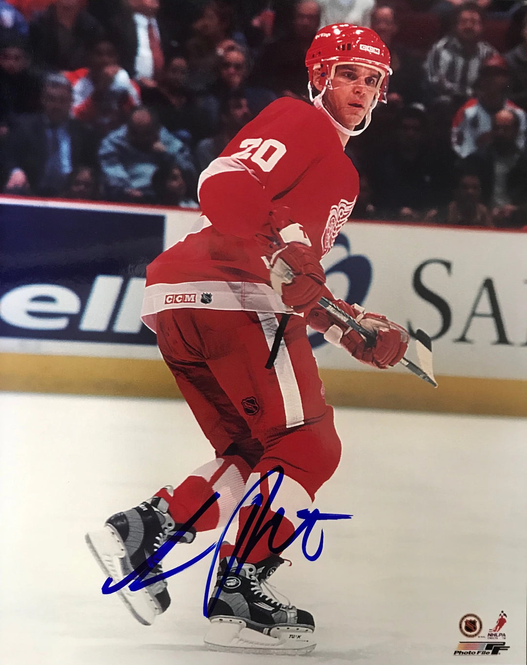 Luc Robitaille Autographed / Signed On Ice Detroit Red Wings Photo Image 1
