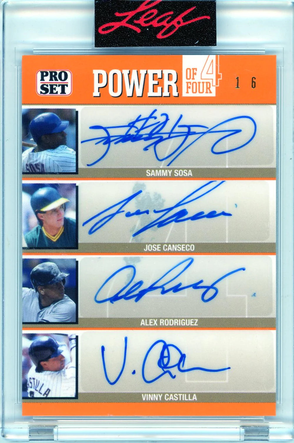 Sammy Sosa, Jose Canseco, Alex Rodriguez & Vinny Castilla Autographed 2021 Leaf Image 2