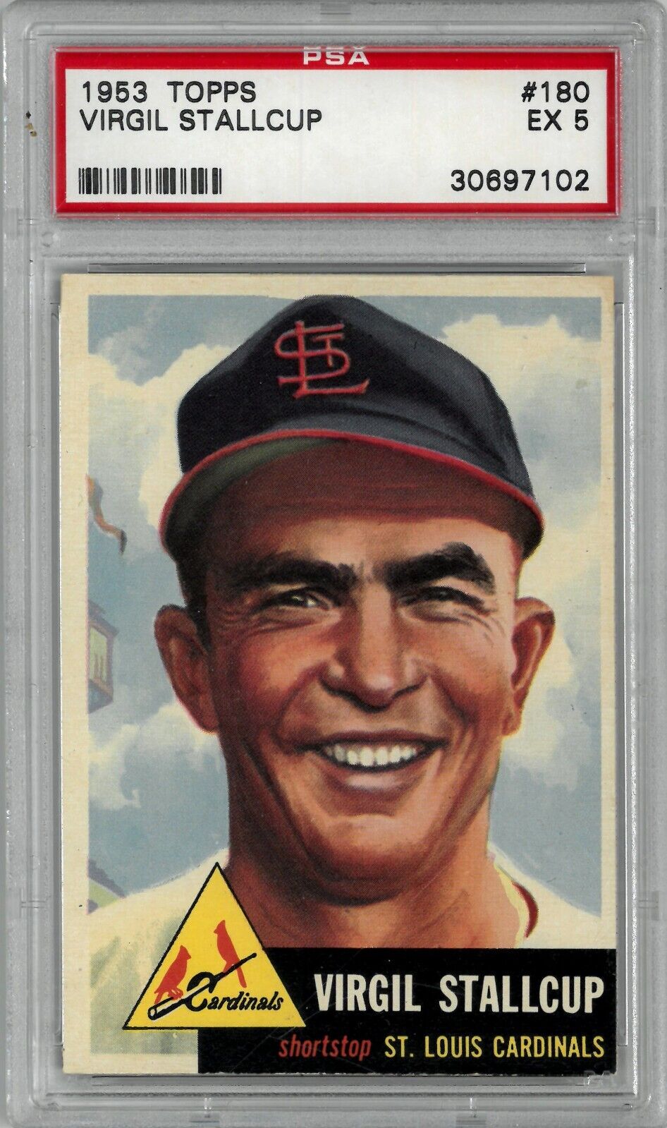 Virgil Stallcup 1953 Topps Baseball Card #180- PSA Graded 5 EX-MT (Cardinals) Image 5