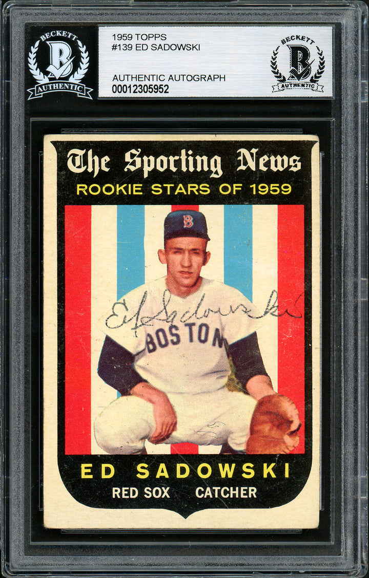 Ed Sadowski Autographed 1959 Topps Rookie Card #139 Red Sox Beckett 12305952 Image 1