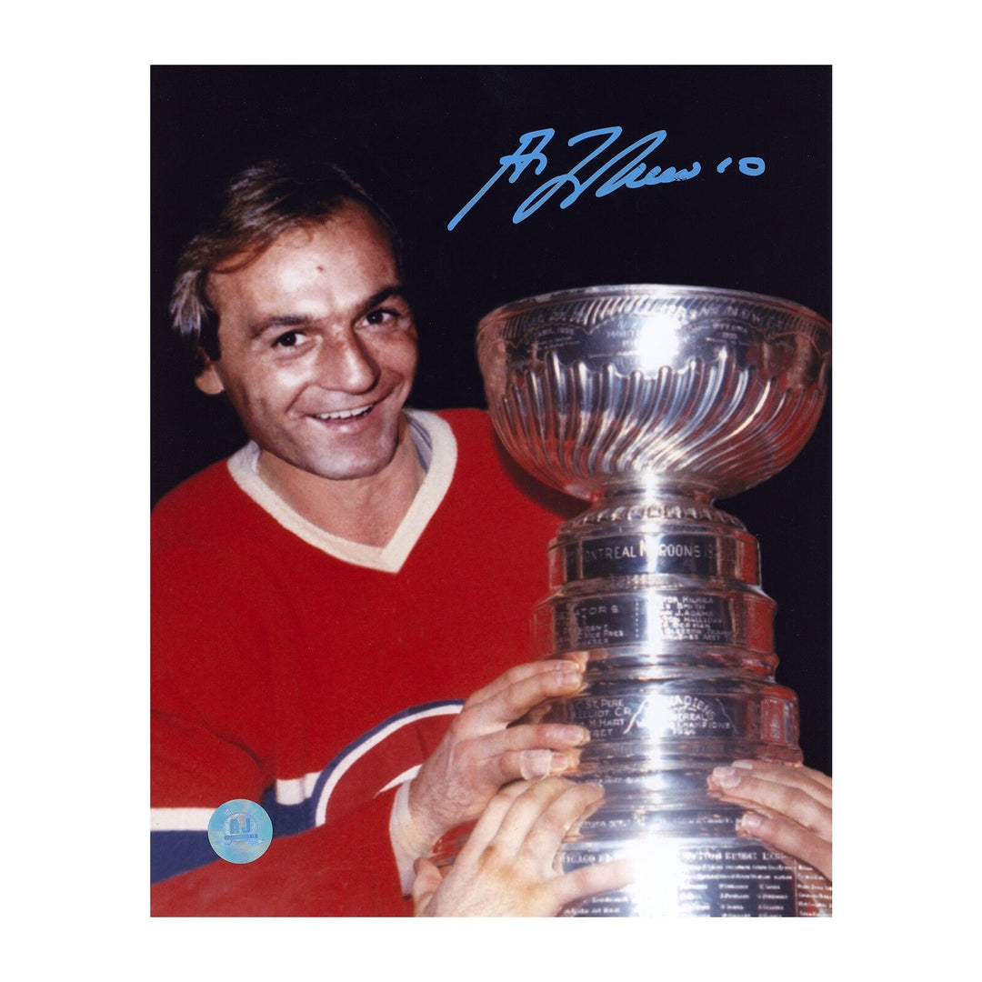 Guy Lafleur Montreal Canadiens Autographed Stanley Cup 8x10 Photo Image 1