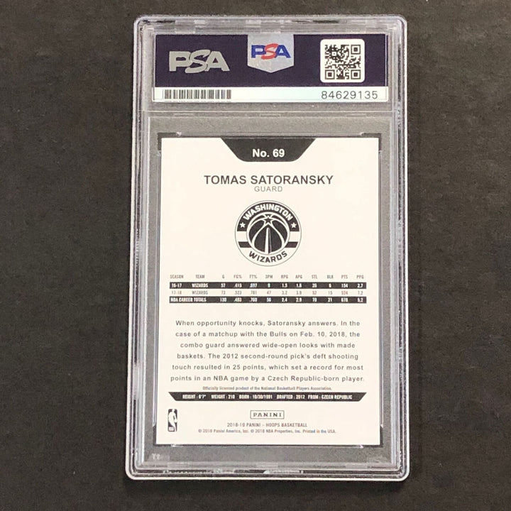 2018-19 NBA Hoops #69 Tomas Satoransky Signed AUTO 10 PSA Slabbed Wizards Image 3