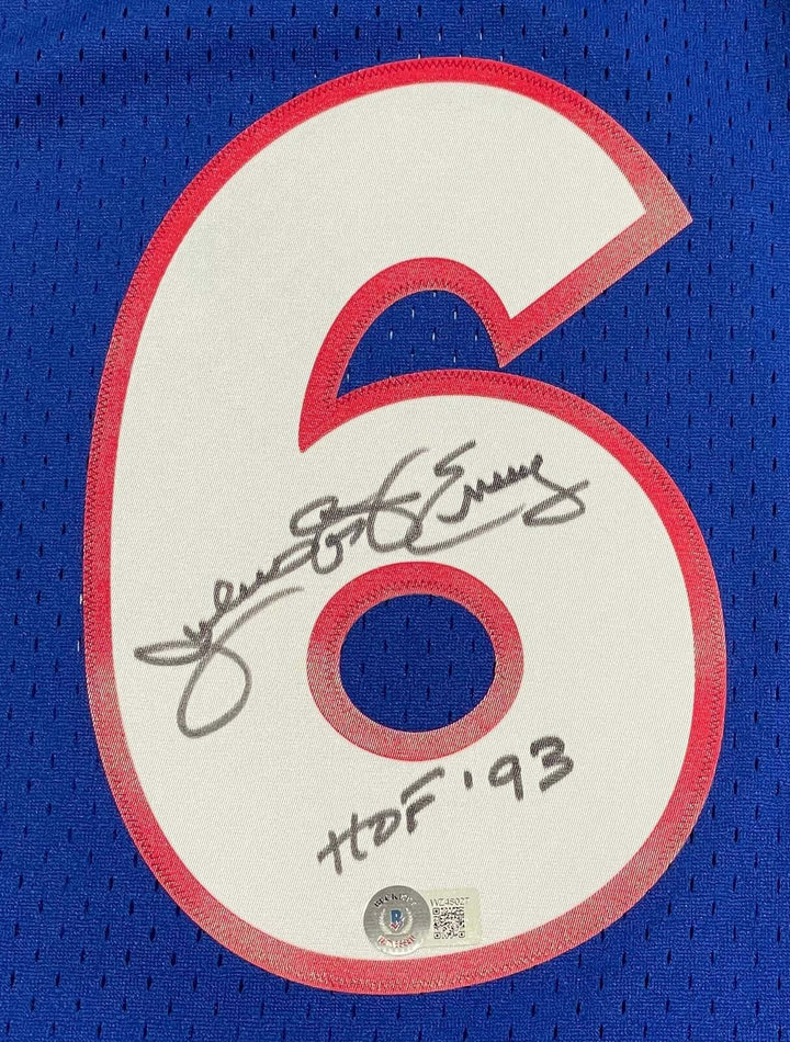 Julius Erving "HOF 93" Autographed Philadelphia 76ers Mitchell & Ness Blue Jerse Image 2