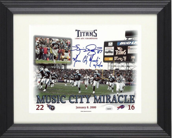 Music City Miracle signed Tennessee Titans 8x10 Photo Framed w/ Kevin Dyson sig Image 1