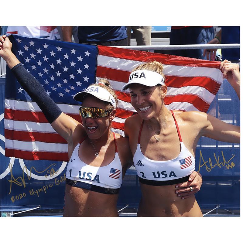 April Ross and Alix Klineman Team USA Dual Autographed & Inscr. 2020 Olympic Gold Tokyo Olympics 16x20