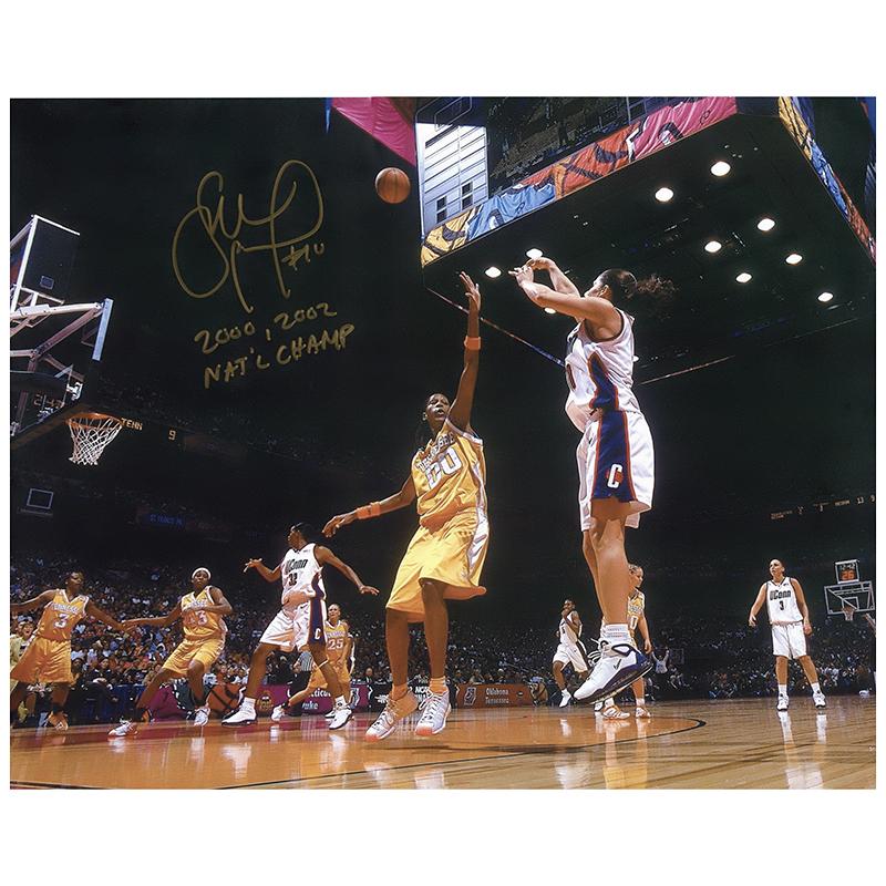 Sue Bird Autographed and Inscribed 2000, 20002 Natl Champ UCONN Shot 16x20 Photo