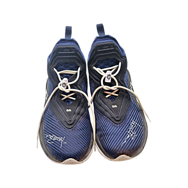 Aaron Boone New York Yankees Autographed 2021 Game Used Blue and Black Lebron Soldier 14 Sneakers (Size 11)