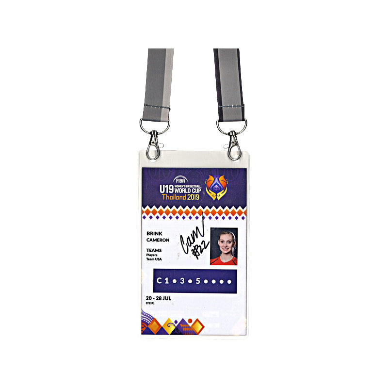 Cameron Brink Team USA FIBA U19 World Basketball Cup Autographed Credential (Brandon Steiner LOA)