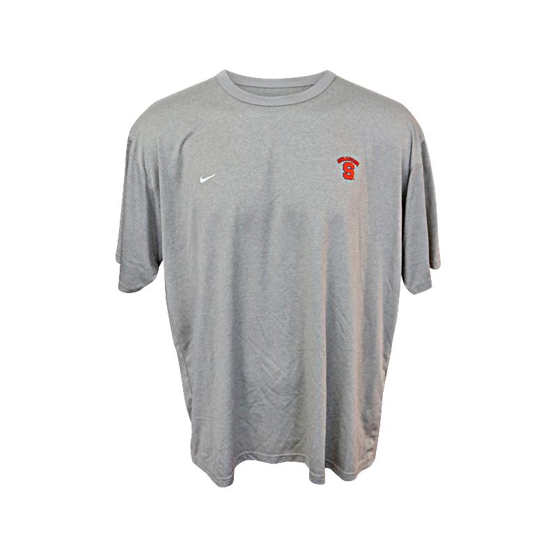John Desko Syracuse University Men's Lacrosse Grey Nike Dri-Fit Syracuse Arching Logo and S Long Sleeve Shirt Size XXL