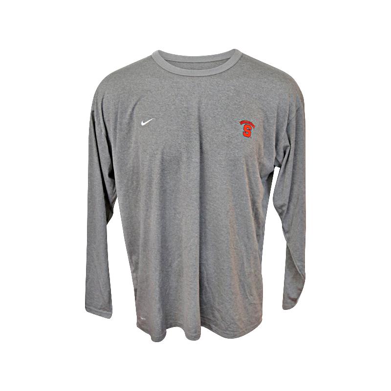 John Desko Syracuse University Men's Lacrosse Grey Nike Dri-Fit Syracuse Arching Logo and S Short Sleeve Shirt (Size XXL)