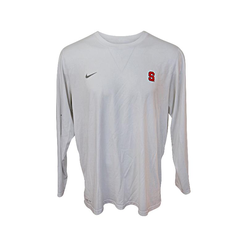 John Desko Syracuse University Men's Lacrosse White Nike Dri-Fit Syracuse S Long Sleeve Shirt