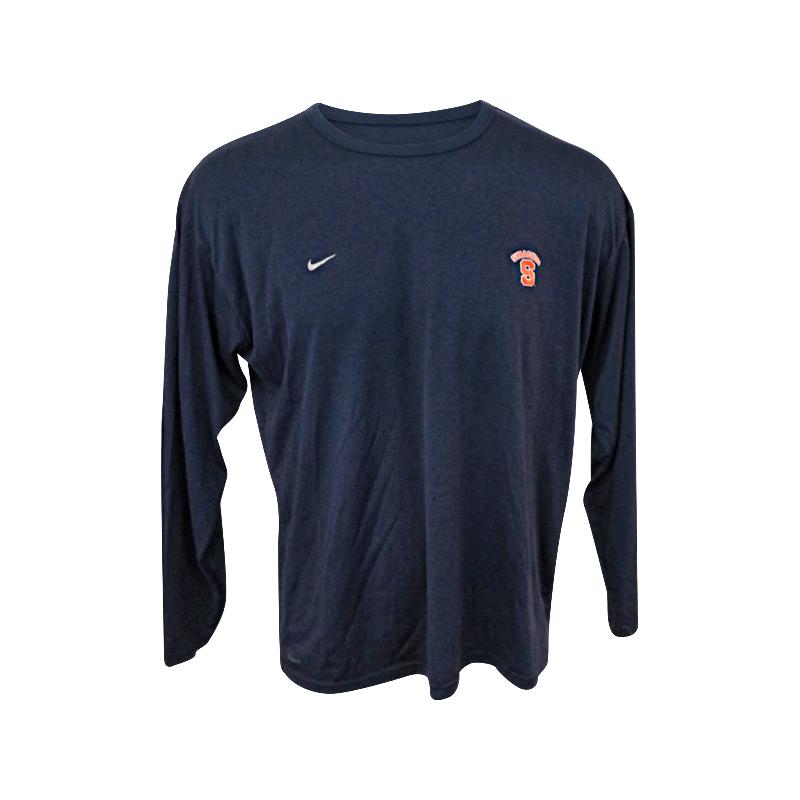 John Desko Syracuse University Men's Lacrosse Navy Nike Dri-Fit Syracuse Arching Logo and S Long Sleeve Shirt